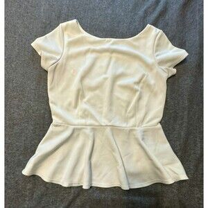 Bisou Bisou White Short Sleeve Peplum Blouse Size Medium White Peplum Top Busine